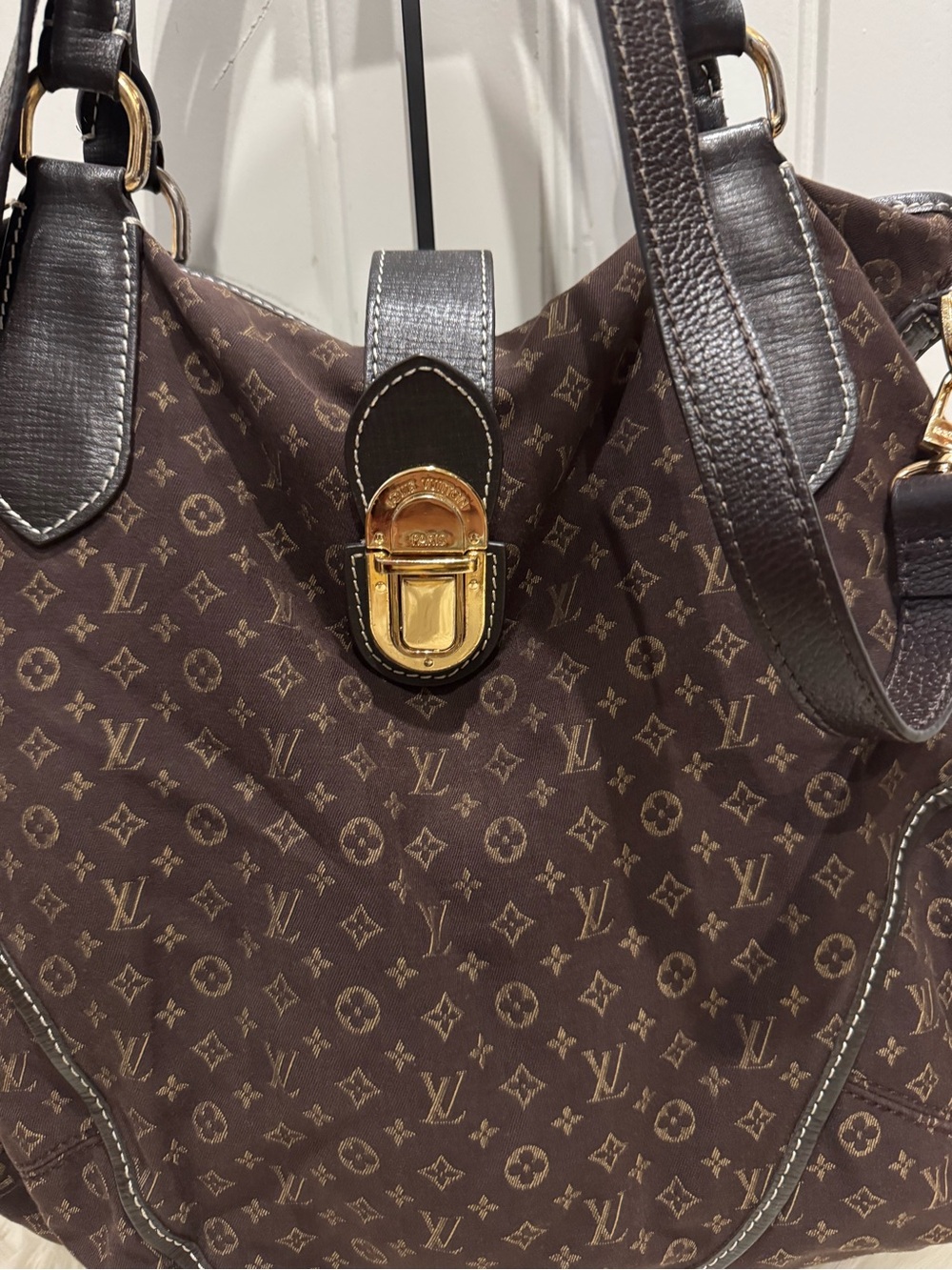 Louis Vuitton Dark Brown Monogram Canvas Shoulder Bag with Gold Hardware - Picture 2 of 11